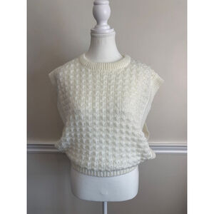 Vtg Chrous Line Womens Medium Cream Knit Sweater Vest Bohemian Feminine Indie